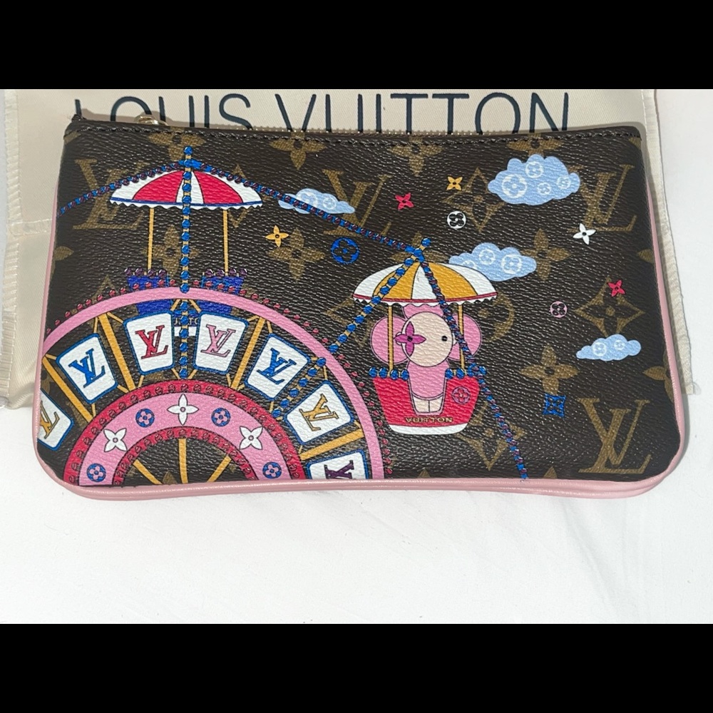 Lv double zipper purse